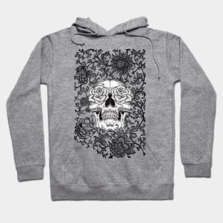 Skeleton Face Buried In Roses Hoodie